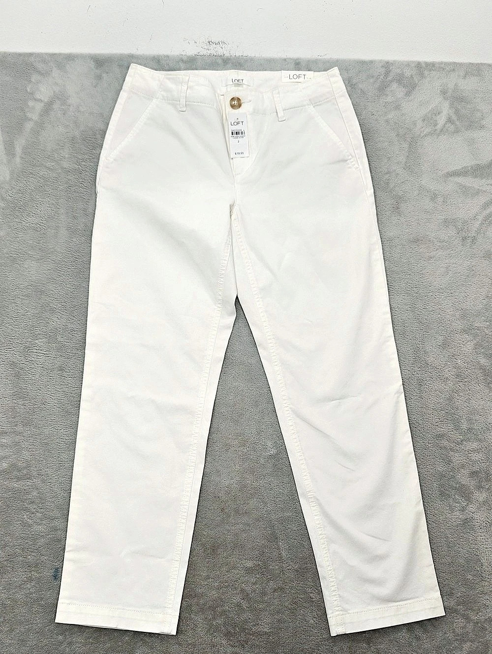 LOFT The Monroe Slim White Straight Leg Pants Size 2 NWT